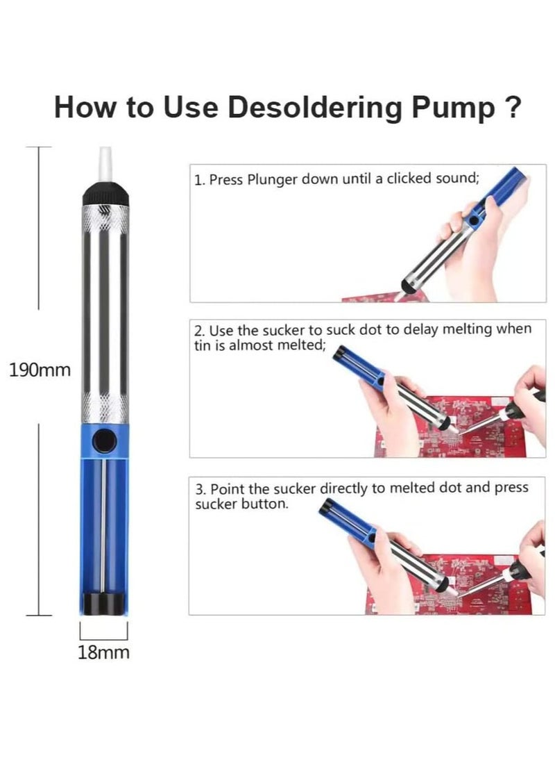 مجموعة أدوات لحام الحديد الممتازة، مسدس لحام بقدرة 60 واط مع سخان سيراميك، أداة لحام 12 في 1، درجة حرارة قابلة للتعديل من 200 إلى 450 درجة مئوية، تشمل رأس مكواة لحام وسلك لحام ومضخة ومعجون - Image 5