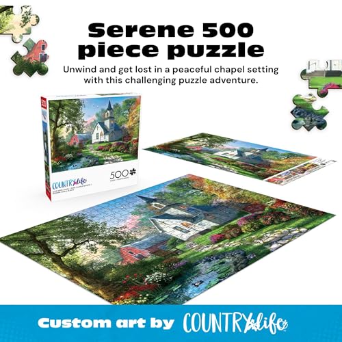 Buffalo Games Little White Chapel Jigsaw Puzzle 500 Piece Puzzle for Adults Peaceful Church Landscape Art by Dominic Davison - Image 5