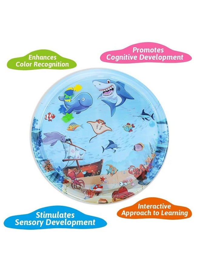 ZURATO Baby Kids Water Play Mat Toys Inflatable Tummy Time Water Play Mat and Toddlers Perfect Fun Activity Inflatable Mat, Outdoor Water Play Mat for Baby (40 x 40 x 2.5 inches), Blue - Image 3