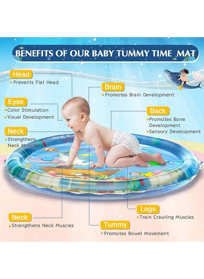 ZURATO Baby Kids Water Play Mat Toys Inflatable Tummy Time Water Play Mat and Toddlers Perfect Fun Activity Inflatable Mat, Outdoor Water Play Mat for Baby (40 x 40 x 2.5 inches), Blue - Image 5