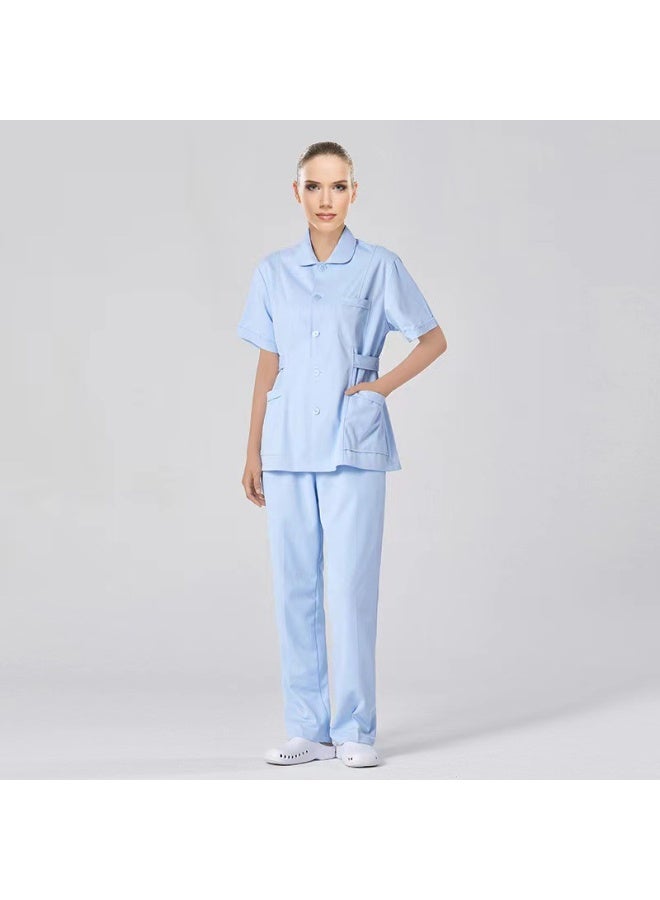 NIBEMINENT Short Sleeve Scrubs Uniforms Women Pet Grooming Clinic Nursing Clothes Workwear Nurse Scrub Work Medical Uniform - Image 1