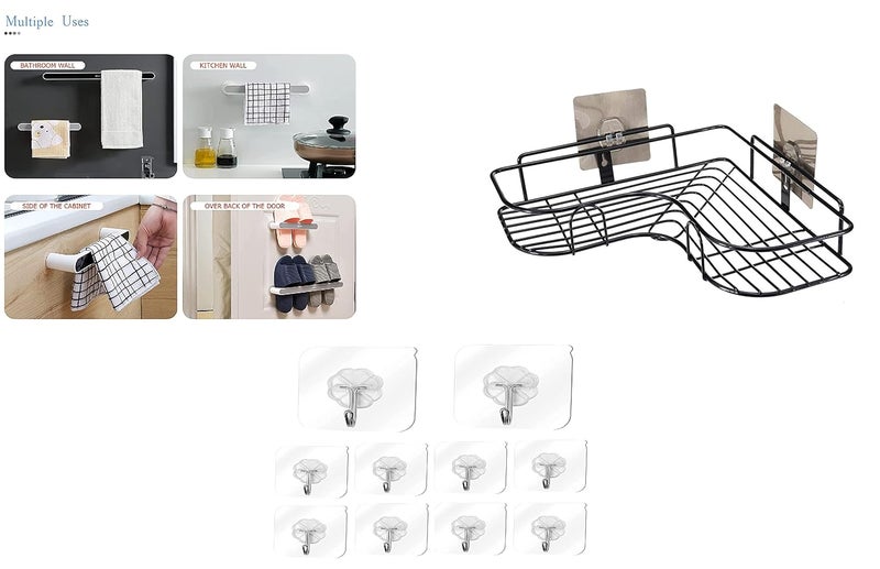 birzar SelfAdhesive Metal Bathroom Corner Rack Storage Shelves Bathroom Storage Rack Corner Bathroom Corner Shelf Organizer Storage Bathroom ShelfShelves Corner - Image 1