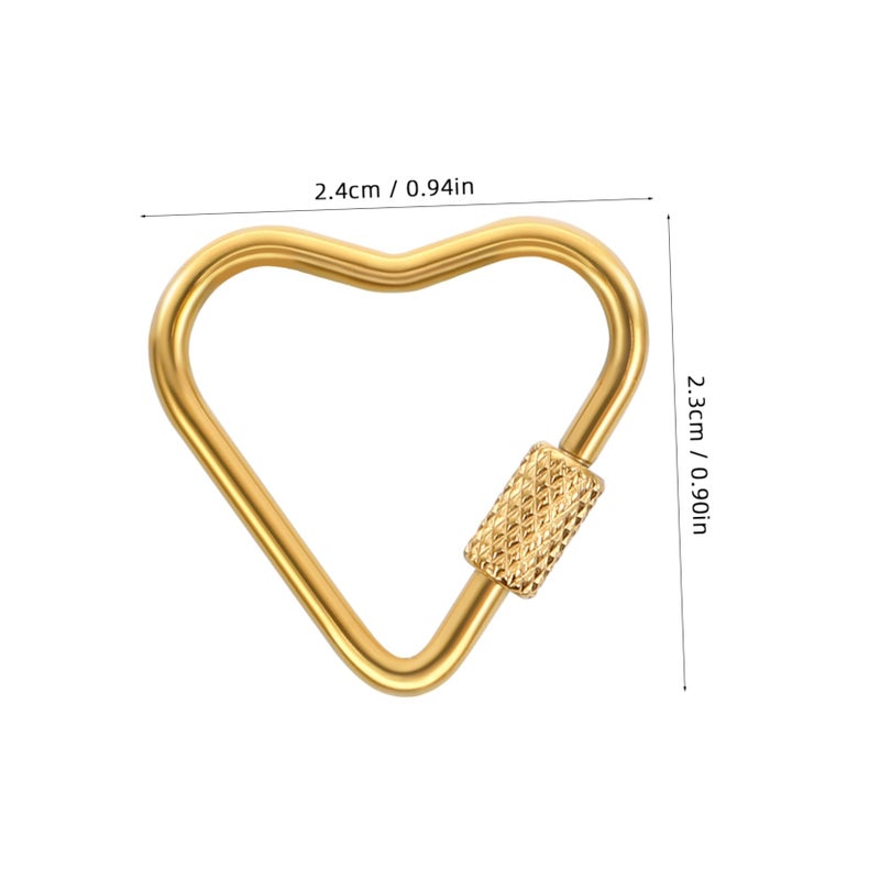 Stainless Steel Heart Shaped Carabiner Clips 8pcs Screw Lock for Keychains Jewelry Making - Image 3