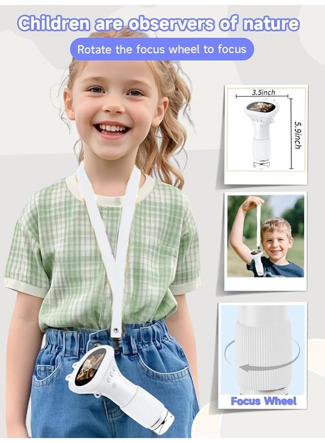 Microscope for Children, Digital Pocket Microscope with 2.0 Inch IPS Screen Magnifying Glass , 8 LED Lights Mobile Phone Children's Microscope for Garden Toys - White - Image 5