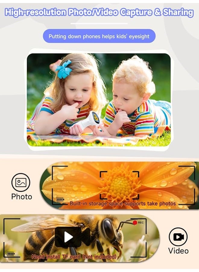 Microscope for Children, Digital Pocket Microscope with 2.0 Inch IPS Screen Magnifying Glass , 8 LED Lights Mobile Phone Children's Microscope for Garden Toys - White - Image 4