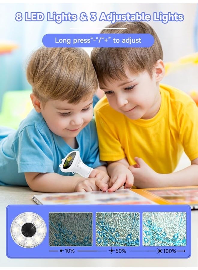 Microscope for Children, Digital Pocket Microscope with 2.0 Inch IPS Screen Magnifying Glass , 8 LED Lights Mobile Phone Children's Microscope for Garden Toys - White - Image 3