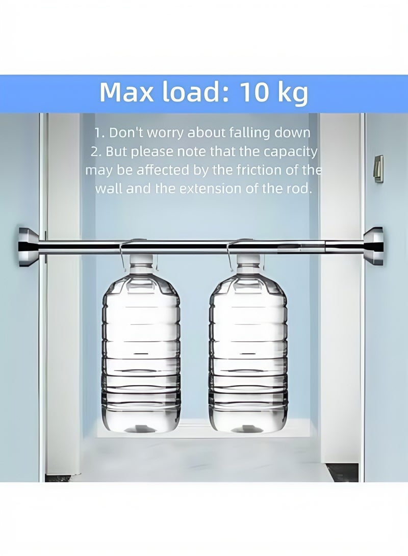 GGEROU Shower Curtain Rod, 120-220cm Adjustable Tension Spring,Telescopic Curtain Pole Stainless Steel Extendable Clothes Rail Extendable Pole,No Drilling - Image 5