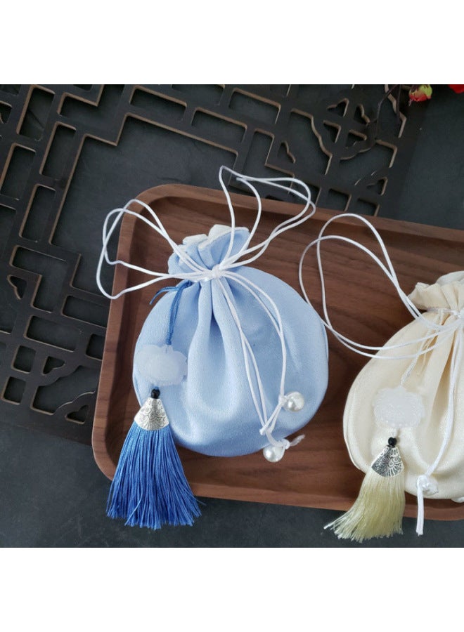 Artistic Mini Antique Pouch Chinese Knot Tassel Brocade Small Sachet Pendant Sachet Hanfu Accessories Brocade Bag Empty Bag-Colour:Mint Color - Image 4