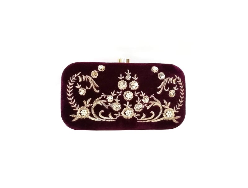 DUCHESS Women's Box Clutch with Pearl Handle-Bridal Ethnic Traditional Casual Purse/Clutch/Handbag (4 x 7 x 2 inch) - Image 2