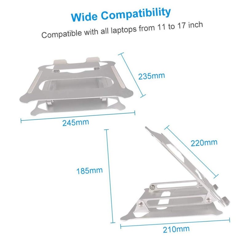 Foldable Adjustable Laptop Stand Portable Ergonomic Notebook Holder Silver For Desk Height Compatible All PC. - Image 3