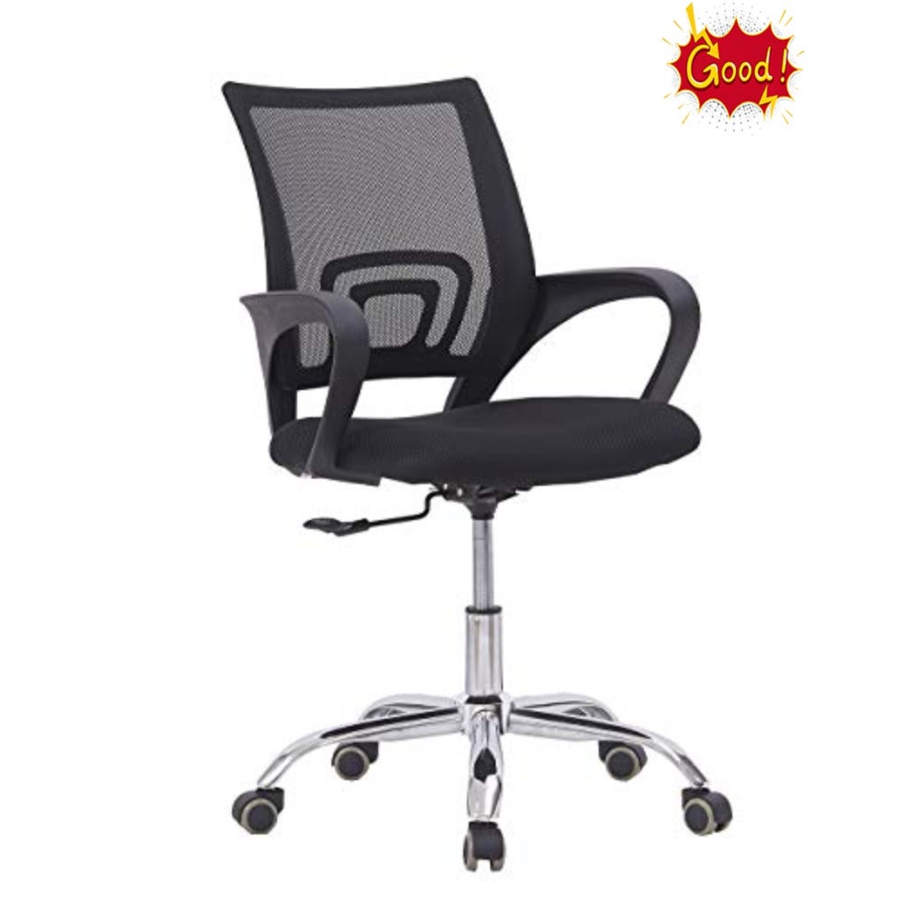 Mesh Chair, Ergonomic Height Adjustable Swivel Desk Chair with Lumbar Support Backrest for Computer Workstation Home Office - Task Chairs Black