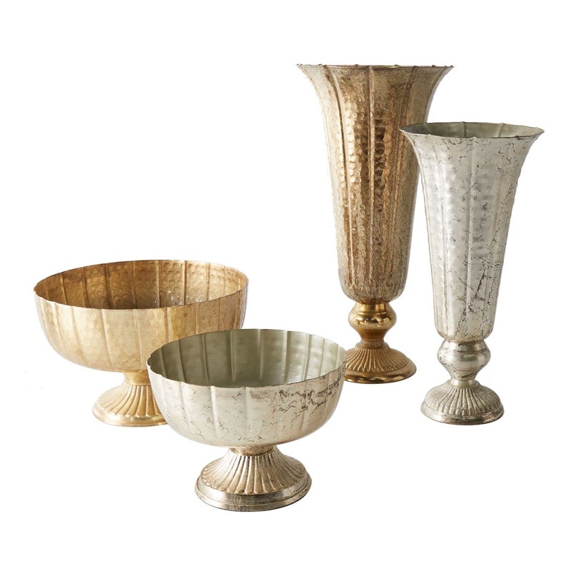 Accent Decor Distressed Champagne Metal Compote Bowl | Lita Metal Vase | Indoor and Outdoor Decoration for Any Event (7.75"x 5.75") (72010.61) - Image 5