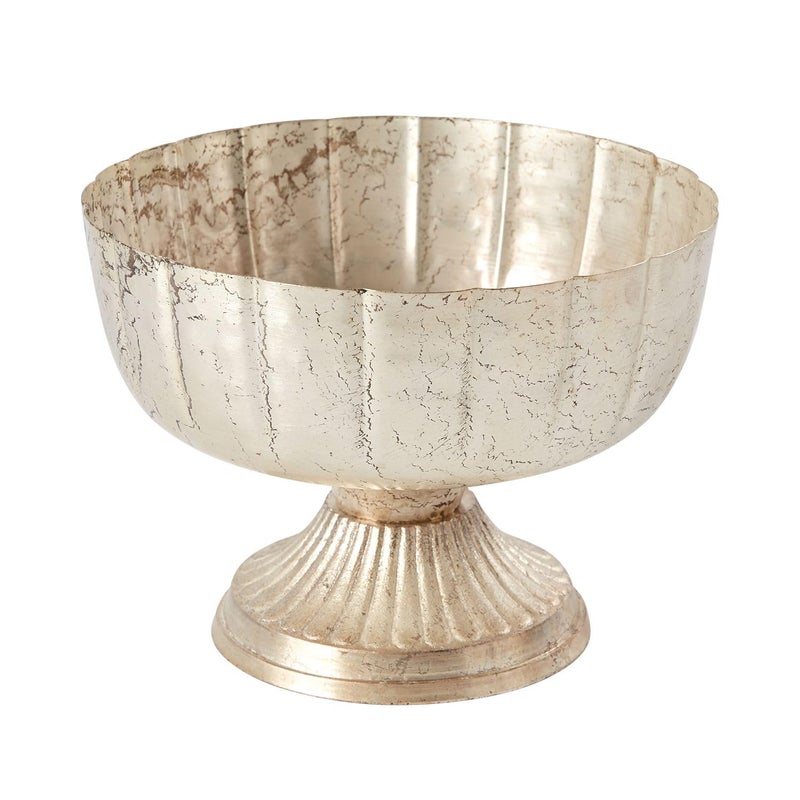 Accent Decor Distressed Champagne Metal Compote Bowl | Lita Metal Vase | Indoor and Outdoor Decoration for Any Event (7.75"x 5.75") (72010.61) - Image 1