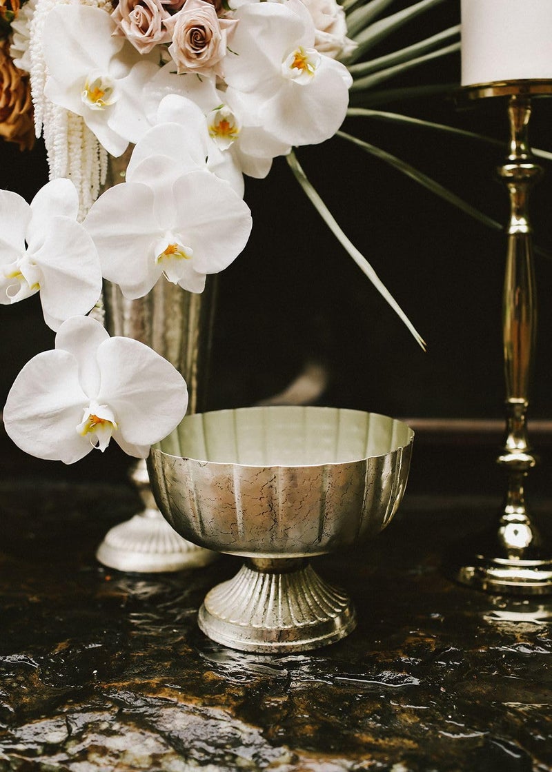 Accent Decor Distressed Champagne Metal Compote Bowl | Lita Metal Vase | Indoor and Outdoor Decoration for Any Event (7.75"x 5.75") (72010.61) - Image 2