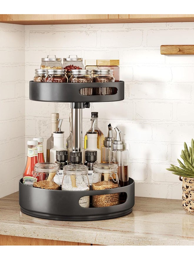 2 Tier Spice Rack Organizer,Lazy Susan Height Adjustable Seasoning Organizer, 360 Degree Rotatable Rack Stand for Kitchen,Cabinet, Pantry Storage, Countertop, Pantry Storage,Bathroom - Image 1