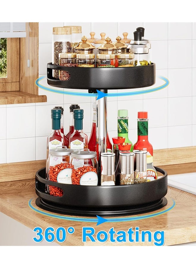 2 Tier Spice Rack Organizer,Lazy Susan Height Adjustable Seasoning Organizer, 360 Degree Rotatable Rack Stand for Kitchen,Cabinet, Pantry Storage, Countertop, Pantry Storage,Bathroom - Image 5
