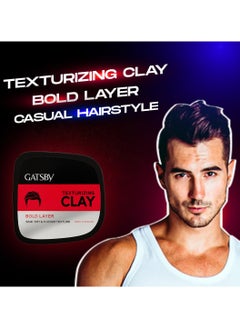 GATSBY Gatsby Texturizing Clay - Bold Layer Hair Styling Clay For Strong Textured Finish Casual-Messy Hairstyle Natural Shine Look Super High Setting Power Hair Wax For Men 73gm  - Image 3