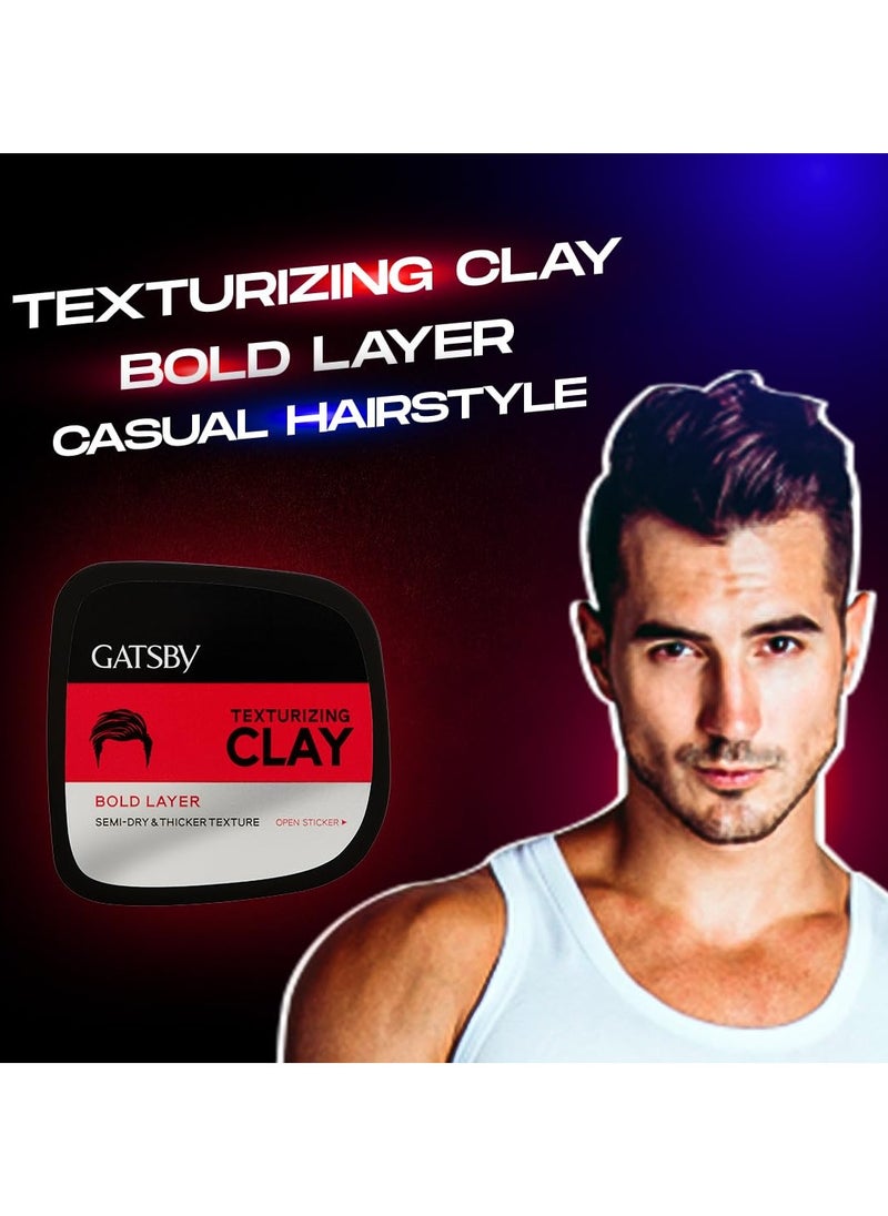 GATSBY Gatsby Texturizing Clay - Bold Layer Hair Styling Clay For Strong Textured Finish Casual-Messy Hairstyle Natural Shine Look Super High Setting Power Hair Wax For Men 73gm  - Image 3