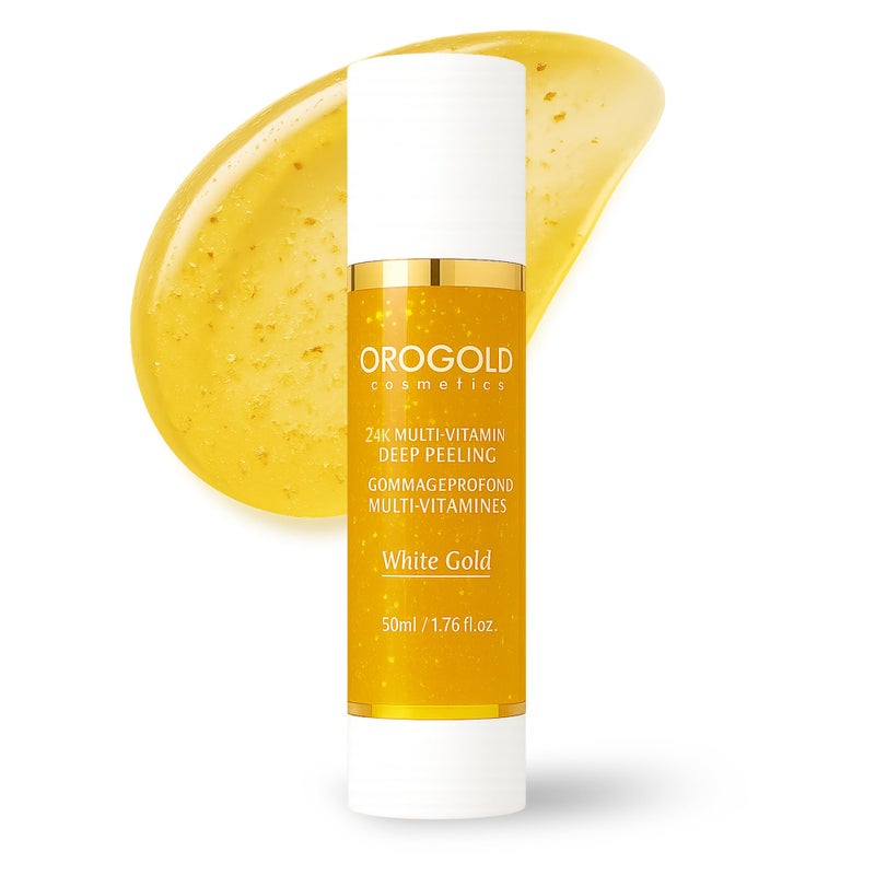 OROGOLD White Gold 24K Multi-Vitamin Deep Peeling - Facial Exfoliator with Gold, Walnut, Coconut, Green Tea, Mandelic, Vitamins A C E - 1.76 Fl. Oz. - Image 1