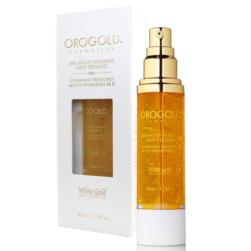 OROGOLD White Gold 24K Multi-Vitamin Deep Peeling - Facial Exfoliator with Gold, Walnut, Coconut, Green Tea, Mandelic, Vitamins A C E - 1.76 Fl. Oz. - Image 4