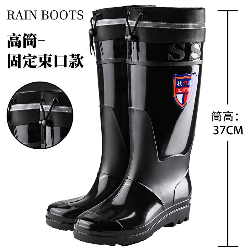 Black High-Tube Men'S Rain Boots For , Waterproof And Non-Slip Kitchen Shoes, Warm Mid-Tube Men'S Water Boots, Rain Boots - Image 1