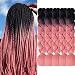AIDUSA Ombre Braiding Hair Afro Braiding Hair Extensions 5Pcs Synthetic 24 Inch 2 Tones for Women Twist Crochet Braids 100g (#B6 Black to Pink) - Image 2