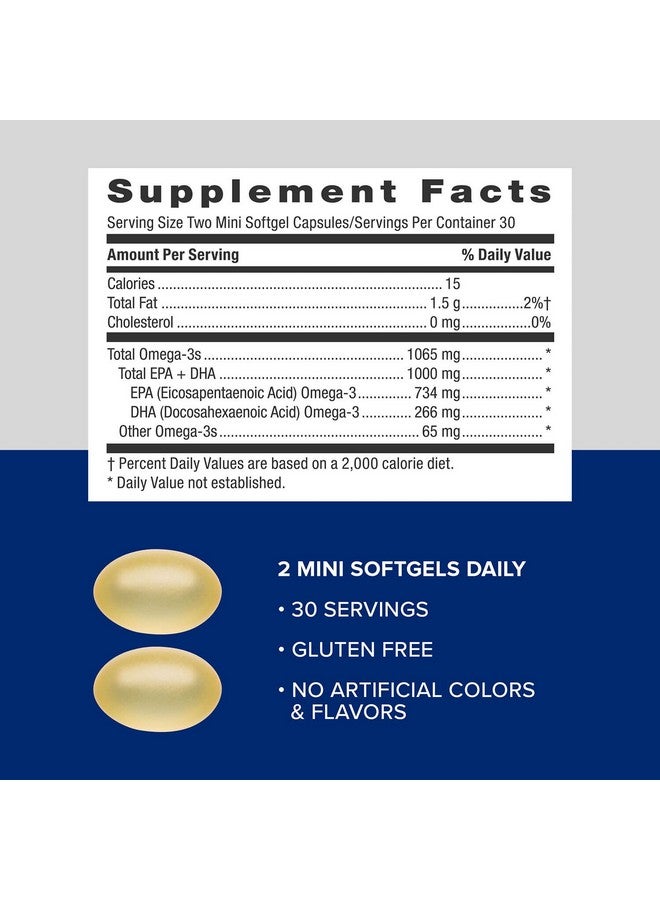 GNC مكمل زيت السمك الثلاثي القوي من GNC، 1000 ملغ EPA و DHA، يدعم صحة القلب والدماغ والبشرة والعين والمفاصل، 60 كبسولة لينة صغيرة - Image 5