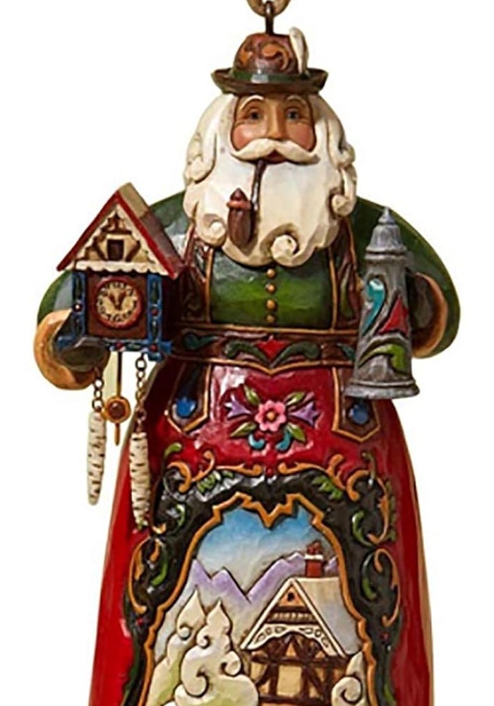 Enesco Jim Shore Heartwood Creek German Santa Stone Resin Hanging Ornament, 4.75 inches - Image 1