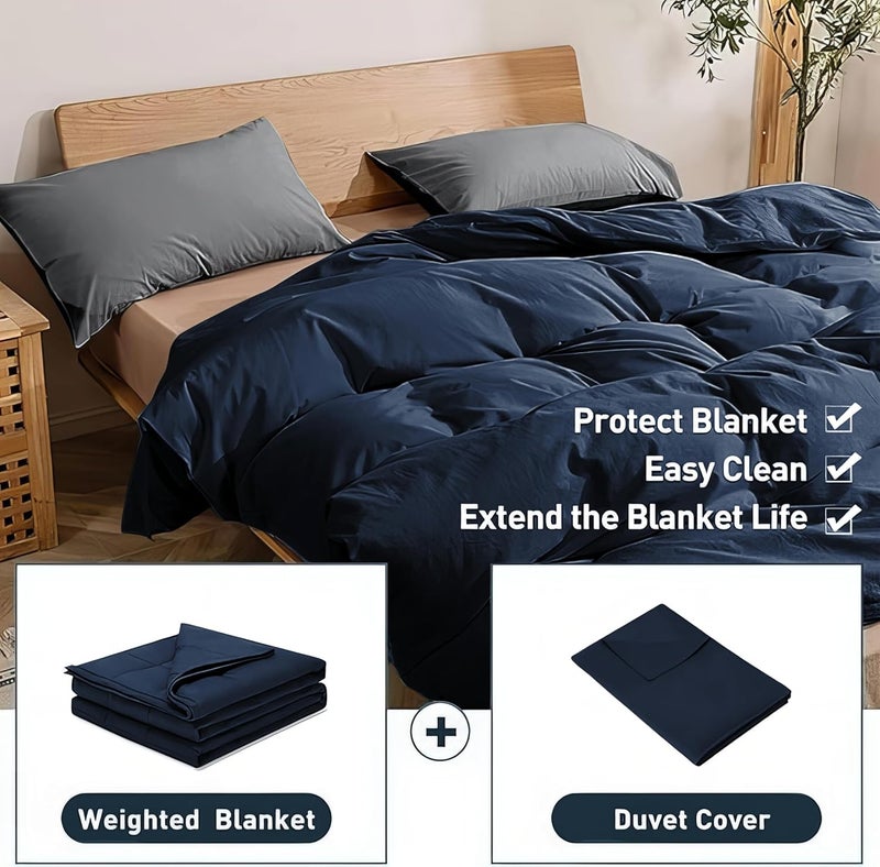 Weighted Idea Cool Removable Duvet Cover 48"x72" for Weighted Blanket, Oeko-texCertified 100% Cotton, (Soft and Fabric, Navy Blue) - Image 4