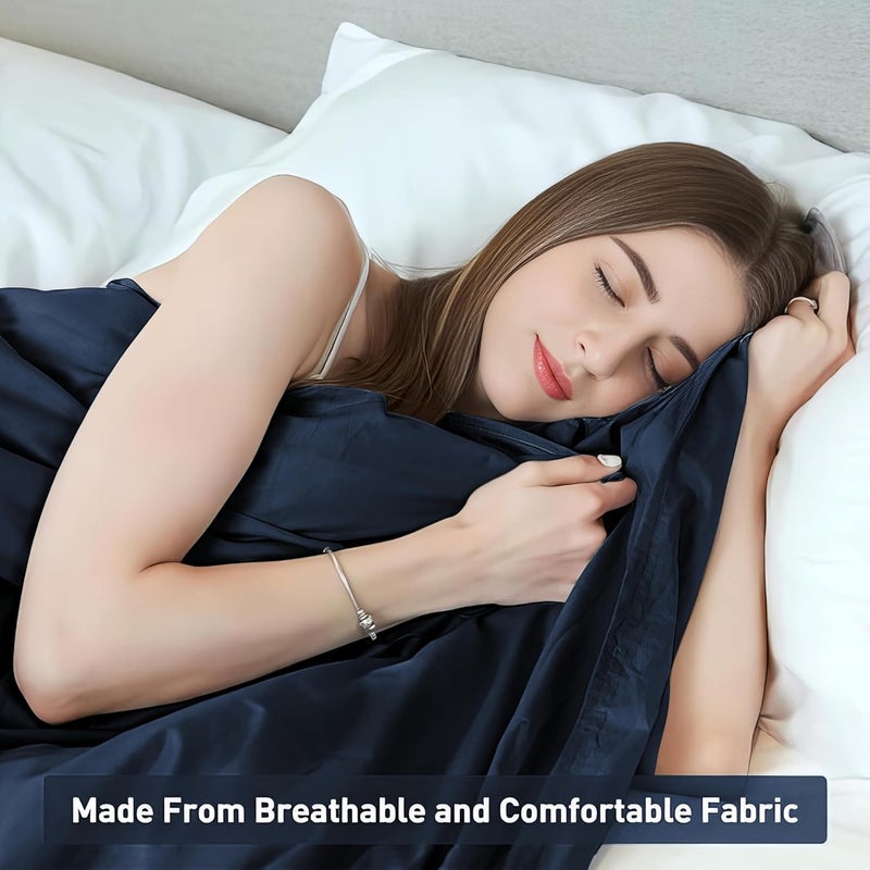Weighted Idea Cool Removable Duvet Cover 48"x72" for Weighted Blanket, Oeko-texCertified 100% Cotton, (Soft and Fabric, Navy Blue) - Image 3