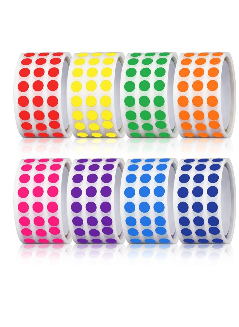 NIBEMINENT 8000 Piece Round Color Coded Label Roll, 1/4" Solid Sticker, Self Adhesive Sorting Marker Sealing Paper for Inventory Organizing, Document Sorting, 8 Colors - Image 1