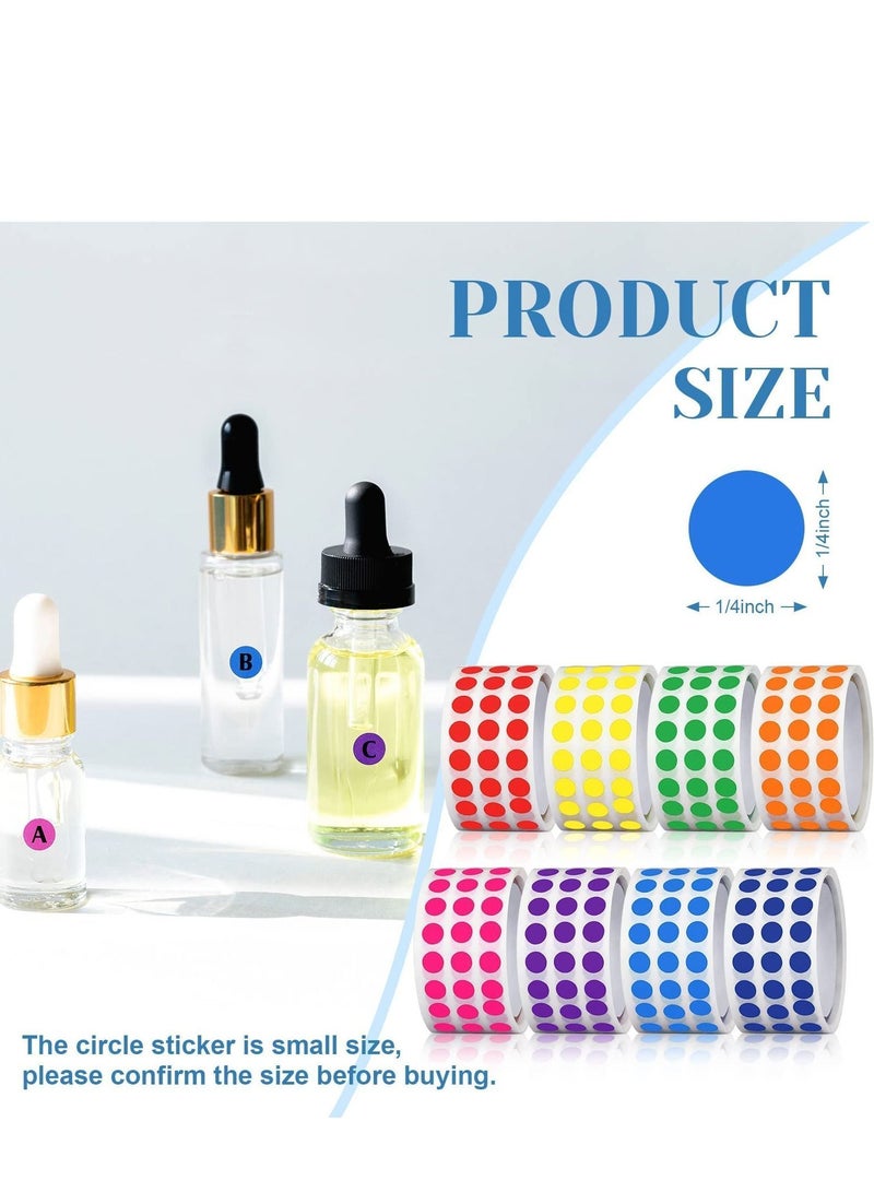 NIBEMINENT 8000 Piece Round Color Coded Label Roll, 1/4" Solid Sticker, Self Adhesive Sorting Marker Sealing Paper for Inventory Organizing, Document Sorting, 8 Colors - Image 2