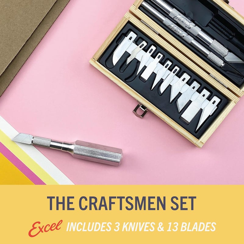 Excel Blades 44283 Craftsman Hobby Knife Set, Precision Cutting Tool Set, Craft Knife Set Includes Assortment of Light Duty to Heavy Duty Handles and 13 Blades - Image 4
