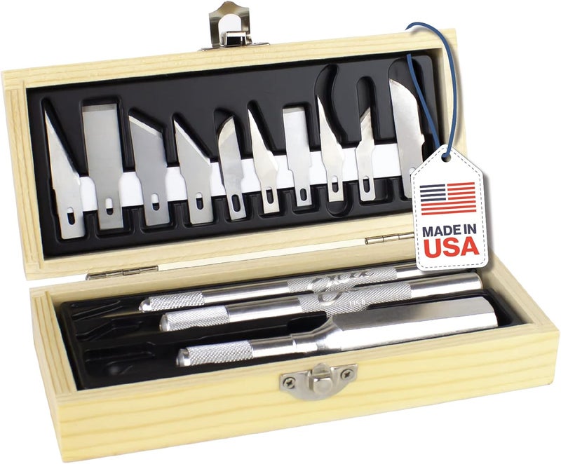 Excel Blades 44283 Craftsman Hobby Knife Set, Precision Cutting Tool Set, Craft Knife Set Includes Assortment of Light Duty to Heavy Duty Handles and 13 Blades - Image 1
