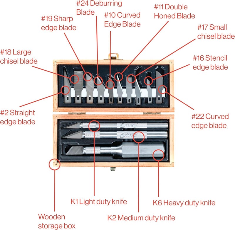 Excel Blades 44283 Craftsman Hobby Knife Set, Precision Cutting Tool Set, Craft Knife Set Includes Assortment of Light Duty to Heavy Duty Handles and 13 Blades - Image 2