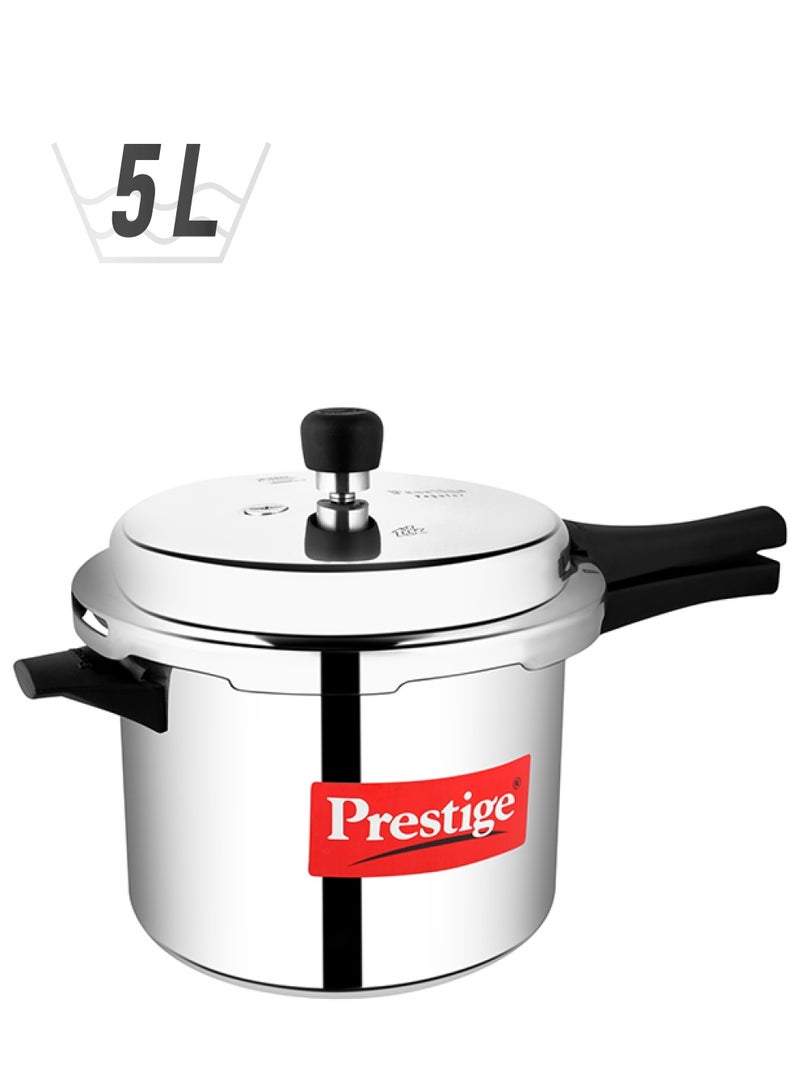 Prestige Popular Aluminium Pressure Cooker with Thick Alpha Base and Sturdy Handles Silver 5Liters - Image 1
