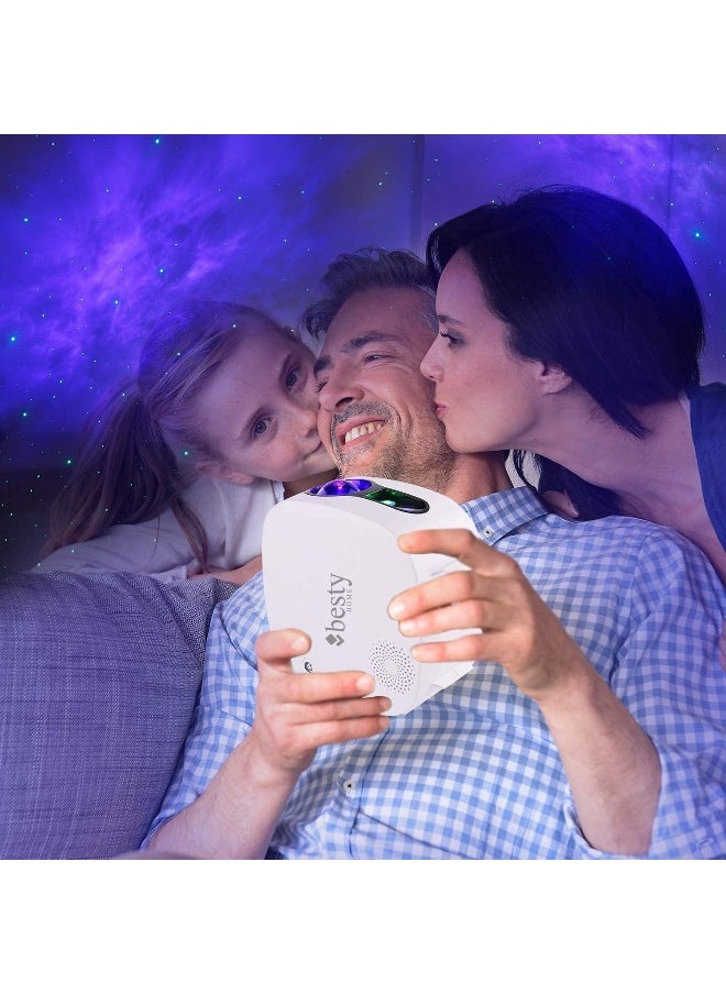 BESTY HOME - Besty Home Moon Star Projector Night Light Bluetooth Music Speaker, Moon Nebula Light Projector With Remote Control, Galaxy Projector For Bedroom Ceiling For Adults Kids - Image 1