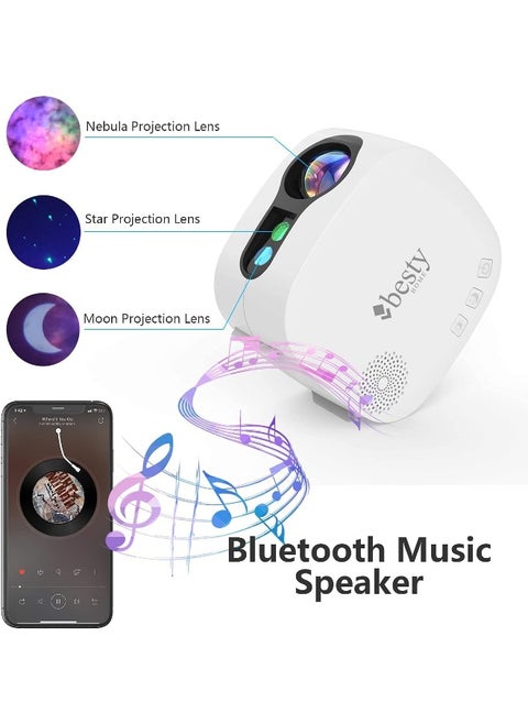 Besty Home Moon Star Projector Night Light Bluetooth Music Speaker, Moon Nebula Light Projector With Remote Control, Galaxy Projector For Bedroom Ceiling For Adults Kids