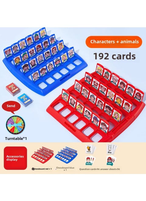 Children's Board Game Guess Who I Am Parent-child Interactive Early Education Desktop Toy Logical Reasoning Game Guess Person Toy-Color:[Characters + Animals] 192 Cards + Punishment Plate Large Guess Who I Am (color Box)