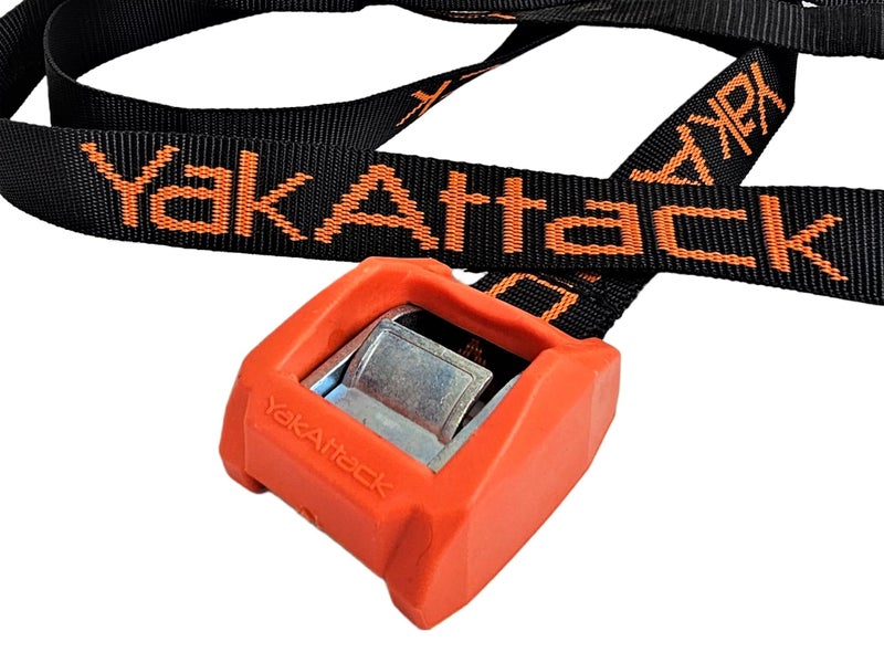 YakAttack 12' Cam Strap - Heavy Duty Polyester Kayak Tie Down with Protective Rubber Buckle, Black/Orange - 2 Pack (YEP-1006-12) | Kayak Fishing Accessories - Image 3