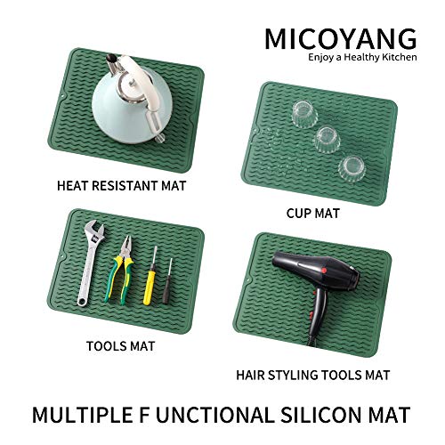 MicoYang Silicone Dish Drying Mat for Multiple Usage,Easy clean,Eco-friendly,Heat-resistant Silicone Mat for Kitchen Counter or Sink,Refrigerator or drawer liner Green L 16 inches x 12 inches - Image 4