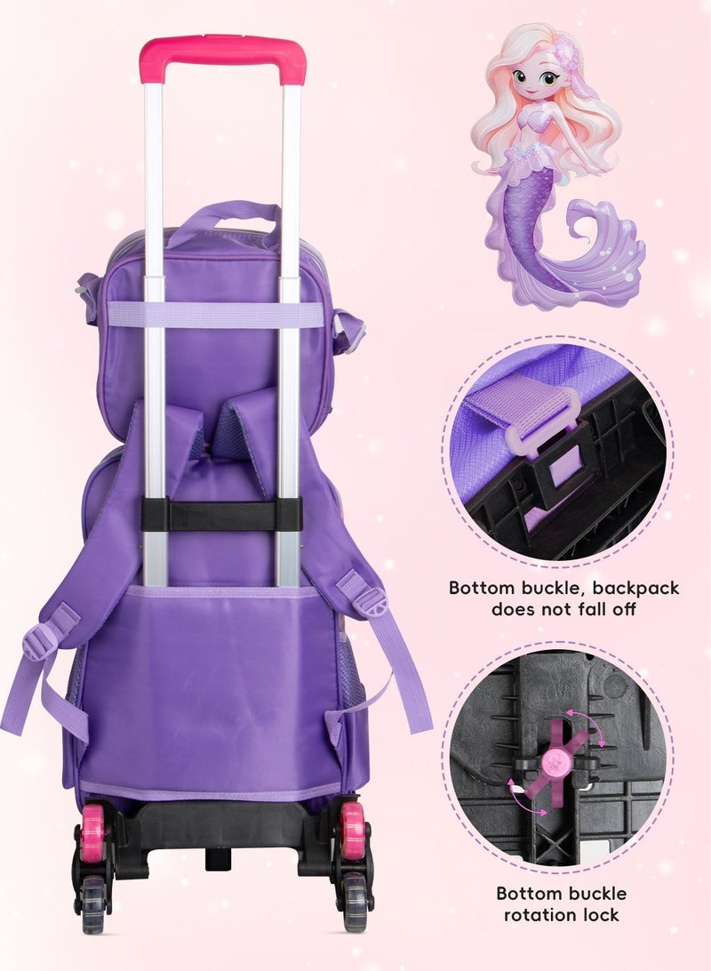 URbazaar حقيبة مدرسية للأطفال من URbazaar حقيبة ظهر للطلاب بتصميم شريط عاكس وحزام كتف مبطن قابل للتعديل سعة كبيرة حقيبة كتب مقاومة للماء للأطفال من 3-10 سنوات أولاد وبنات رياض الأطفال (حورية البحر) - Image 5