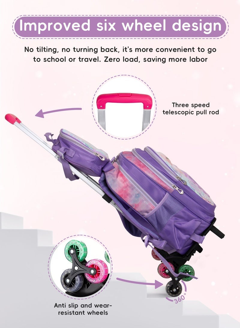 URbazaar حقيبة مدرسية للأطفال من URbazaar حقيبة ظهر للطلاب بتصميم شريط عاكس وحزام كتف مبطن قابل للتعديل سعة كبيرة حقيبة كتب مقاومة للماء للأطفال من 3-10 سنوات أولاد وبنات رياض الأطفال (حورية البحر) - Image 4