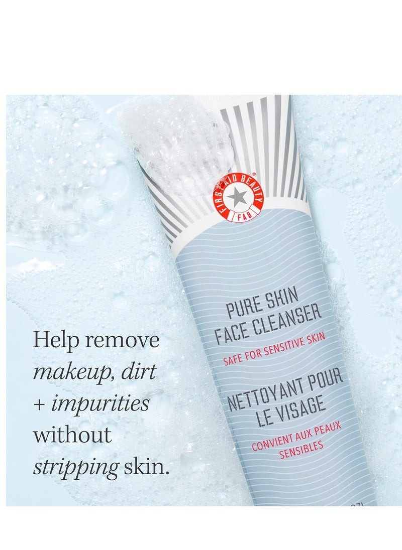 First Aid Beauty First Aid Beauty - Pure Skin Face Cleanser, Effectively Removes Makeup, Dirt, and Impurities, Gentle Cleanser Leaves Skin Soft & Supple, Safe for Sensitive Skin, Fragrance Free, 11 oz  - Image 4