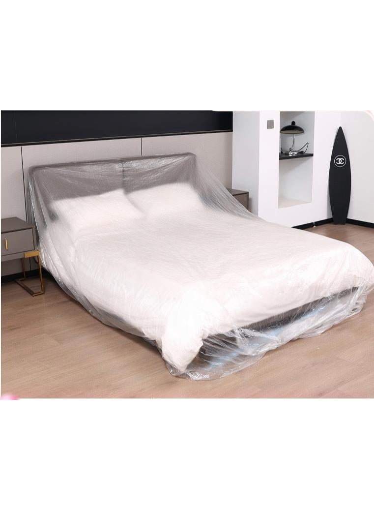Bed Cover, Furniture Dust Cover, Disposable Elastic Dustproof Film Plastic Sofa Couch Cover, Waterproof & Dustproof Plastic Bed , Sofa Bed Couch Furniture Protector Cover - Image 1