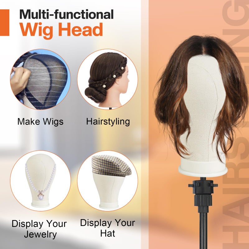 Neverland Beauty & Health 23 Inch Wig Head, Wig Stand Tripod with Head, Wig Head Stand with Mannequin Head for Wigs, Wig Stand with Head, Adjustable Tripod Manikin Head Set for Cosmetology(White) - Image 5