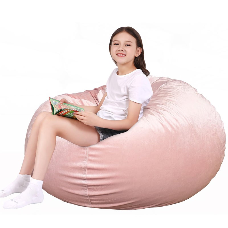 Lukeight Stuffed Animal Storage Bean Bag Chair Cover Premium Velvet Organizer with YKK Zipper Holds 80 Plush Toys Washable Kids Room Decor No Filling XLarge