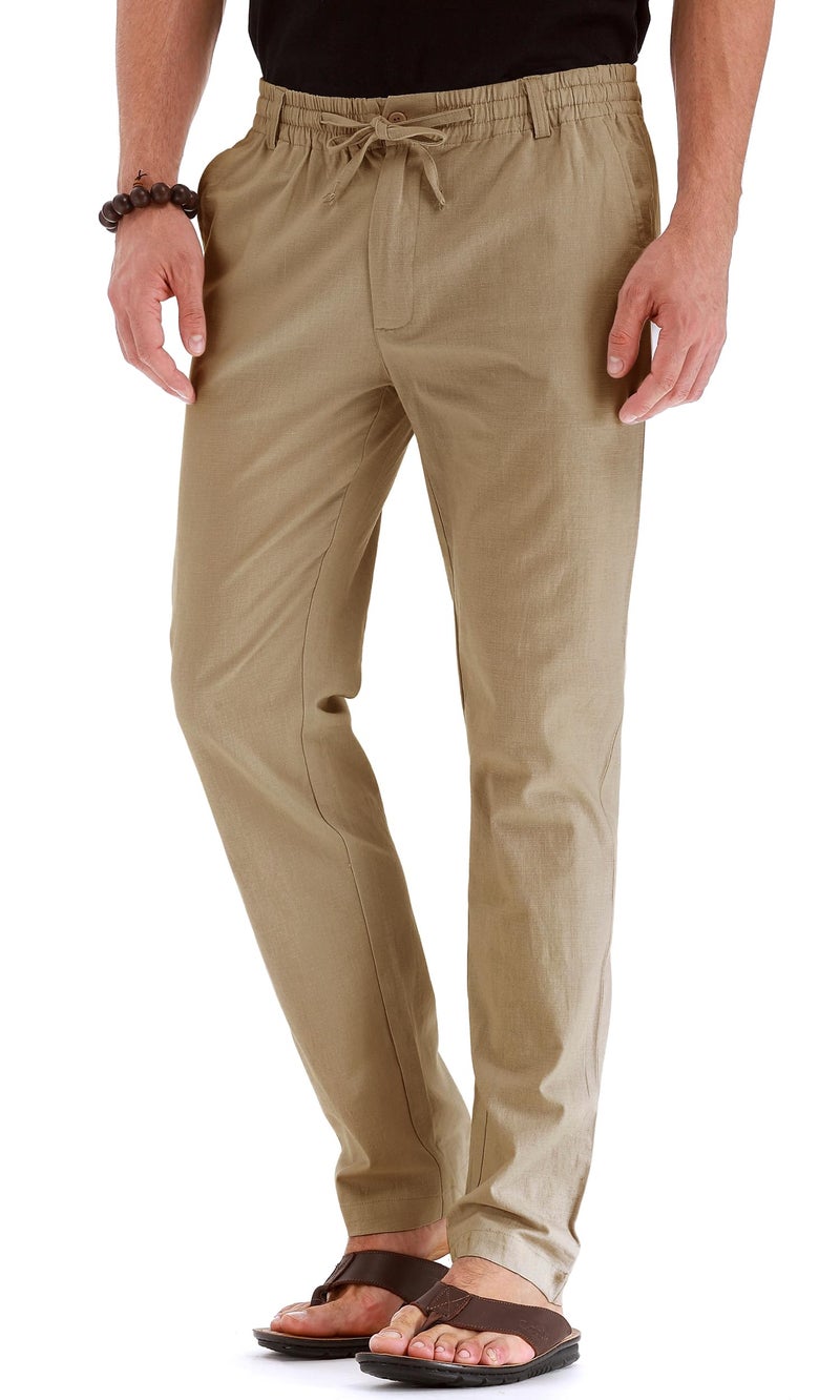 Sailwind Men's Drawstring Linen Pants Casual Summer Beach Loose Trousers - Image 3