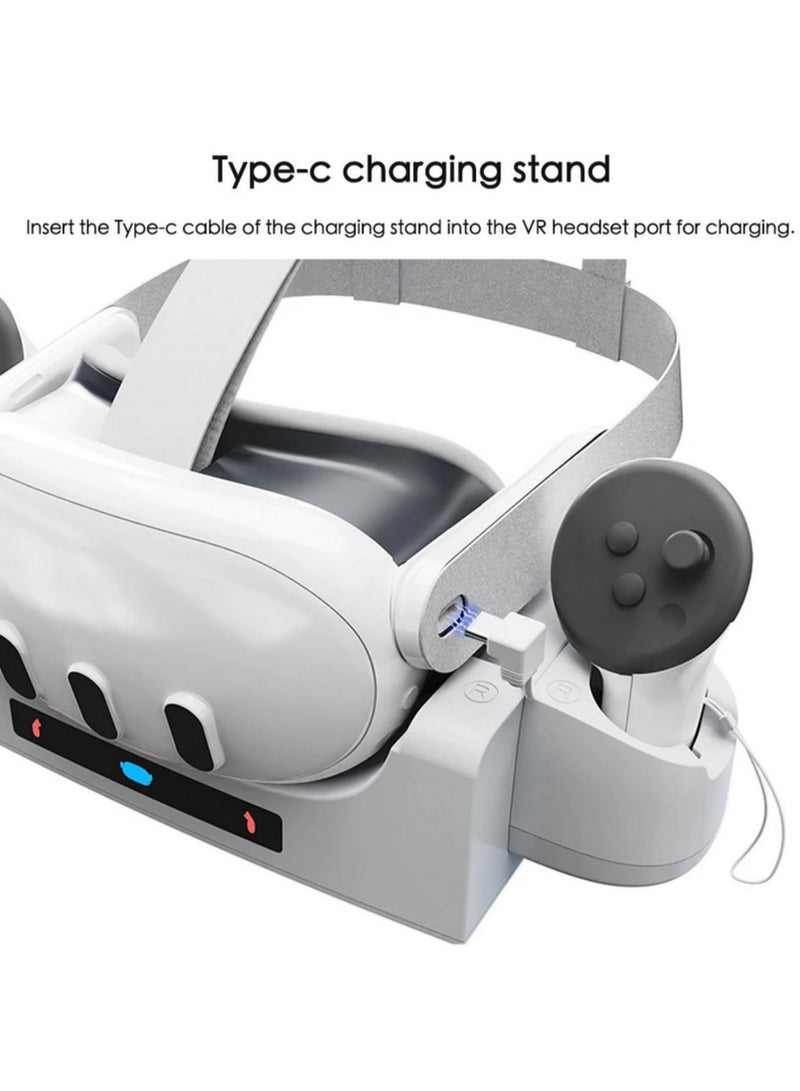 For Oculus Quest 3 Charging Dock Meta Quest 3 Controller Charger Station Wall Mount Stand with LED Indicator for Fast Charging Dock for VR Headset and Controllers - Image 2