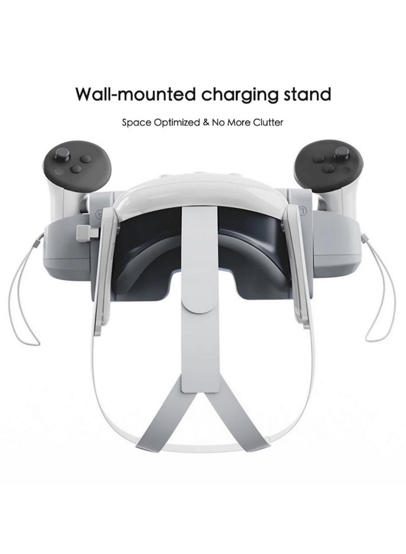 For Oculus Quest 3 Charging Dock Meta Quest 3 Controller Charger Station Wall Mount Stand with LED Indicator for Fast Charging Dock for VR Headset and Controllers - Image 3